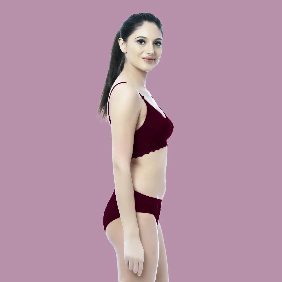 Soft Net Fancy Honeymoon Lingerie Set for Women – Non-Padded, Wire-Free, Full Coverage Bridal Lingerie