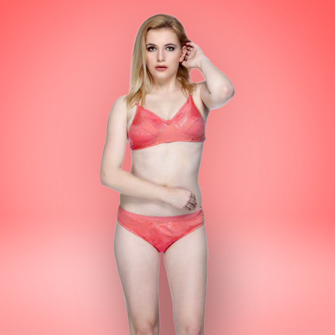 Soft Net Fancy Honeymoon Lingerie Set for Women – Satin Net, Non-Padded, Wire-Free, Full Coverage (B Cup)