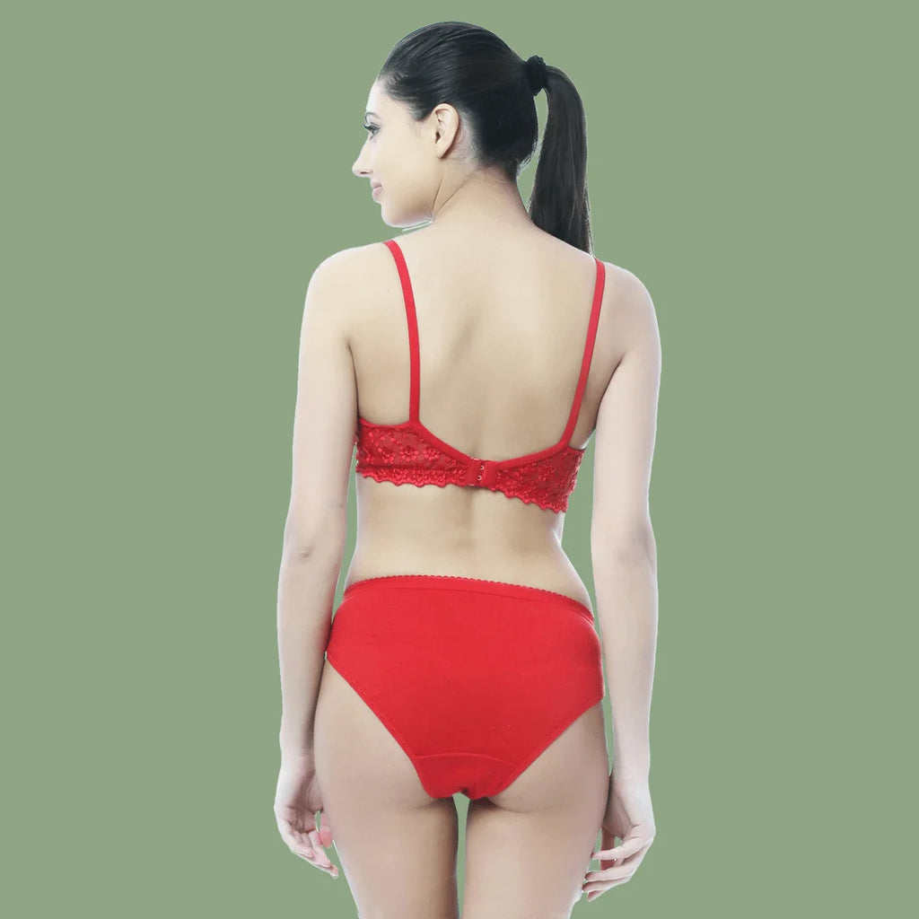 Soft Net Fancy Honeymoon Lingerie Set for Women – Non-Padded, Wire-Free, Full Coverage Bridal Lingerie