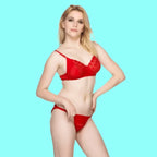 Soft Net Full Coverage Fancy Net Design Lingerie Set for Women – Non-Padded, Wire-Free, Comfortable Daily & Bridal Wear