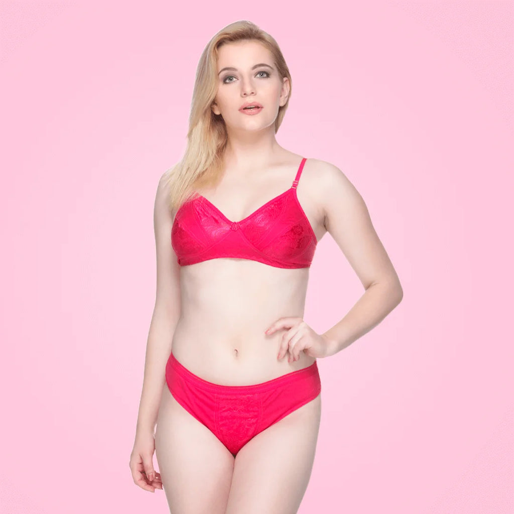 Soft Net Fancy Honeymoon Lingerie Set for Women – Satin Net, Non-Padded, Wire-Free, Full Coverage (B Cup)