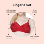 Soft Net Fancy Honeymoon Lingerie Set for Women – Satin Net, Non-Padded, Wire-Free, Full Coverage (B Cup)