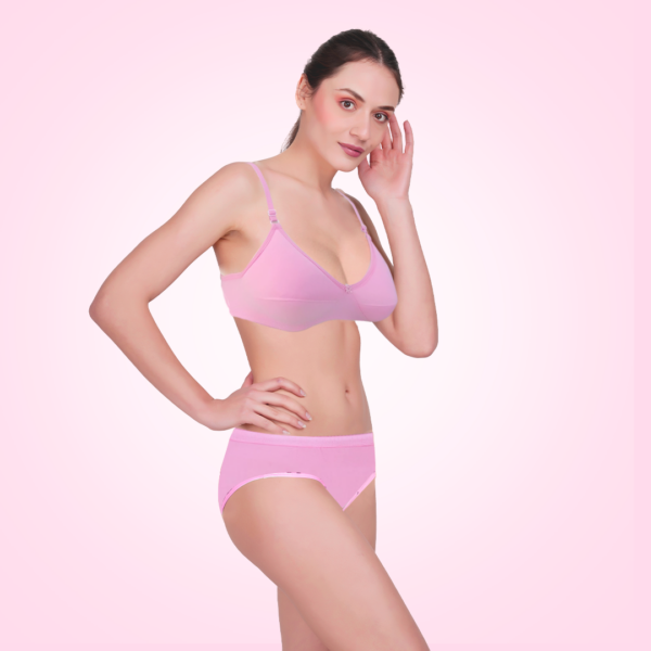 Pure Cotton Full Coverage Everyday Lingerie Set for Women – Soft Padded, Wire-Free Bra & Panty Set