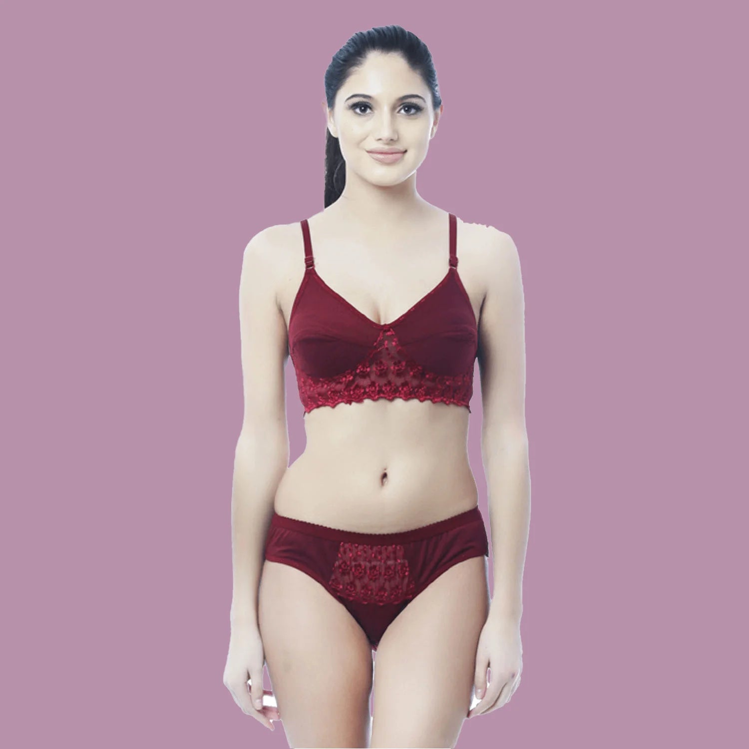 Soft Net Fancy Honeymoon Lingerie Set for Women – Non-Padded, Wire-Free, Full Coverage Bridal Lingerie