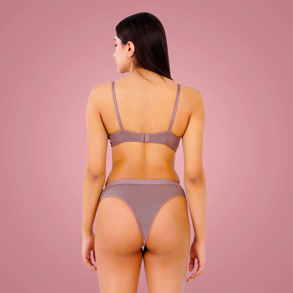 Cotton-Rich Full Coverage Lingerie Set for Women – Soft Padded, Wire-Free Daily Wear Bra & Panty Set