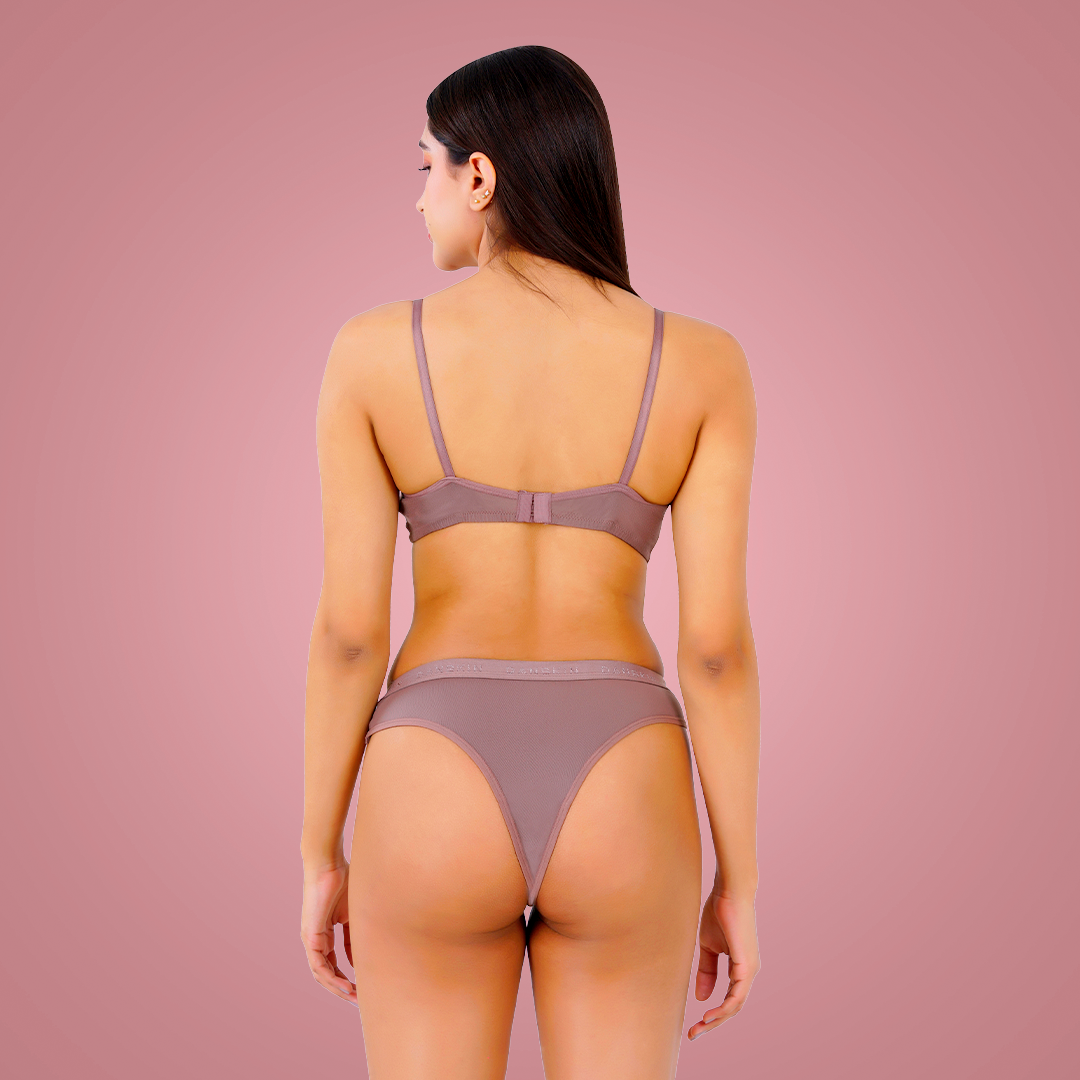 Cotton-Rich Full Coverage Lingerie Set for Women – Soft Padded, Wire-Free Daily Wear Bra & Panty Set