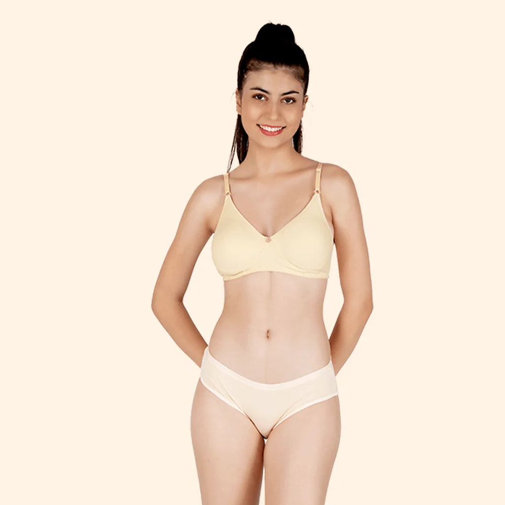 Cotton-Rich Full Coverage Everyday Lingerie Set for Women – Non-Padded, Wire-Free Bra & Panty Set