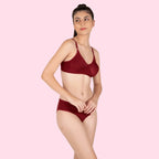 Cotton-Rich Full Coverage Everyday Lingerie Set for Women – Non-Padded, Wire-Free Bra & Panty Set