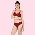 Cotton-Rich Full Coverage Everyday Lingerie Set for Women – Non-Padded, Wire-Free Bra & Panty Set