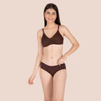 Cotton-Rich Full Coverage Everyday Lingerie Set for Women – Non-Padded, Wire-Free Bra & Panty Set
