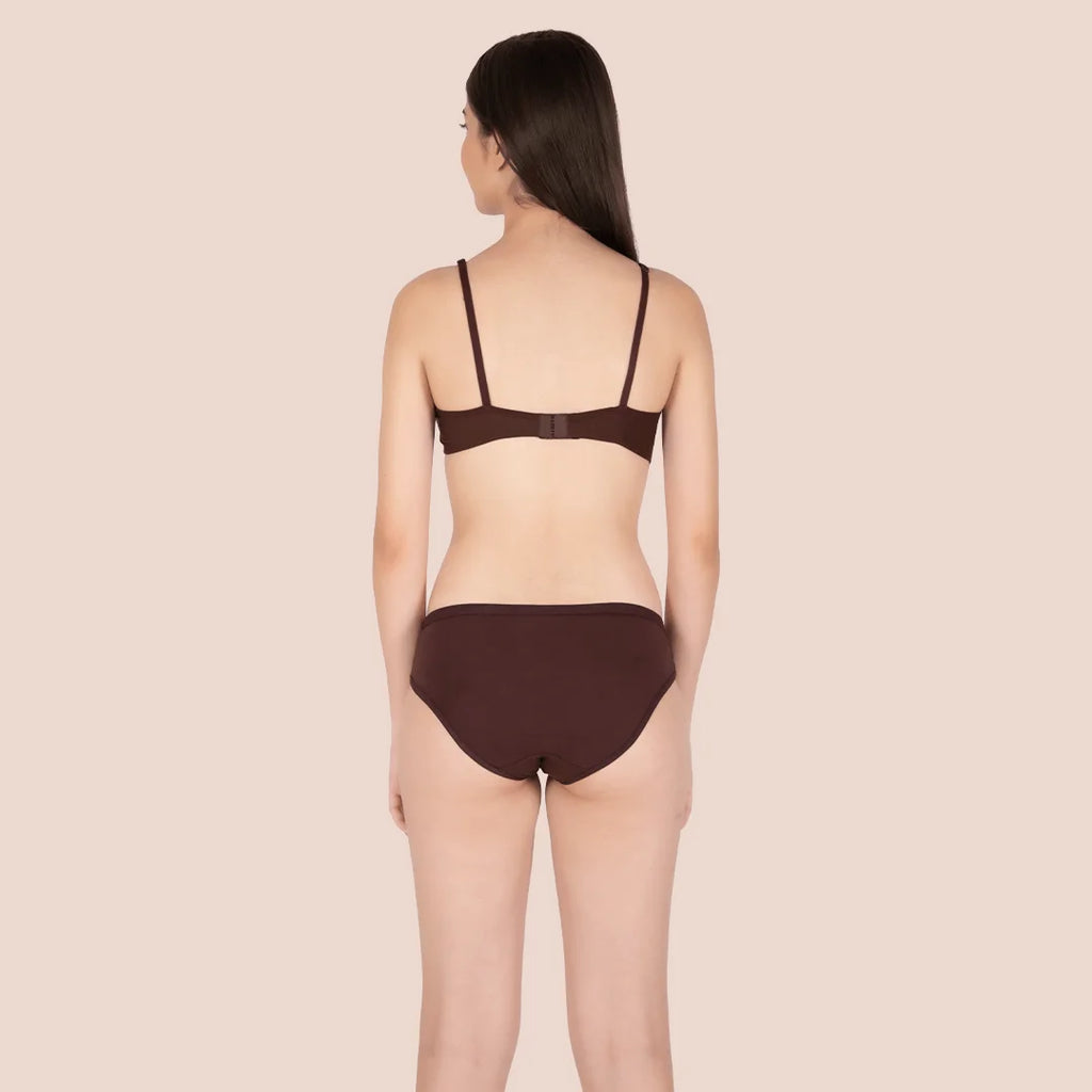 Cotton-Rich Full Coverage Everyday Lingerie Set for Women – Non-Padded, Wire-Free Bra & Panty Set