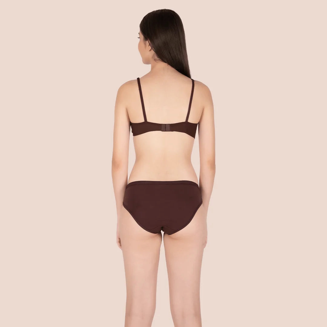 Cotton-Rich Full Coverage Everyday Lingerie Set for Women – Non-Padded, Wire-Free Bra & Panty Set