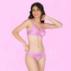 Satin Full Coverage Fancy Padded Lingerie Set for Women – Cotton-Rich, Wire-Free, Everyday Comfort