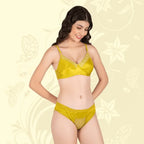 Satin Full Coverage Fancy Padded Lingerie Set for Women – Cotton-Rich, Wire-Free, Everyday Comfort