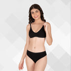 Cotton-Rich Full Coverage Everyday Lingerie Set for Women – Non-Padded, Wire-Free Bra & Panty Set