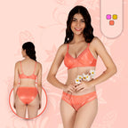 Satin Full Coverage Fancy Padded Lingerie Set for Women – Cotton-Rich, Wire-Free, Everyday Comfort
