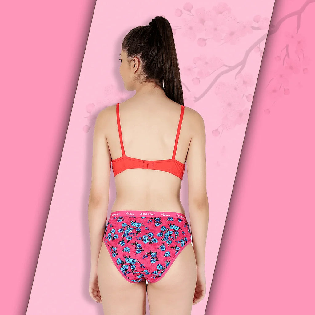 Cotton-Rich Full Coverage Bra & Hipster Panty Set for Women – Non-Padded, Wire-Free, Everyday Comfort