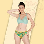 Cotton-Rich Full Coverage Bra & Hipster Panty Set for Women – Non-Padded, Wire-Free, Everyday Comfort