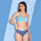 Cotton-Rich Full Coverage Bra & Hipster Panty Set for Women – Non-Padded, Wire-Free, Everyday Comfort